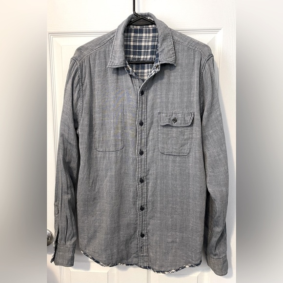 FAHERTY The Reversible Plaid Solid Button Down Shirt Men’s Size M - Picture 5 of 6